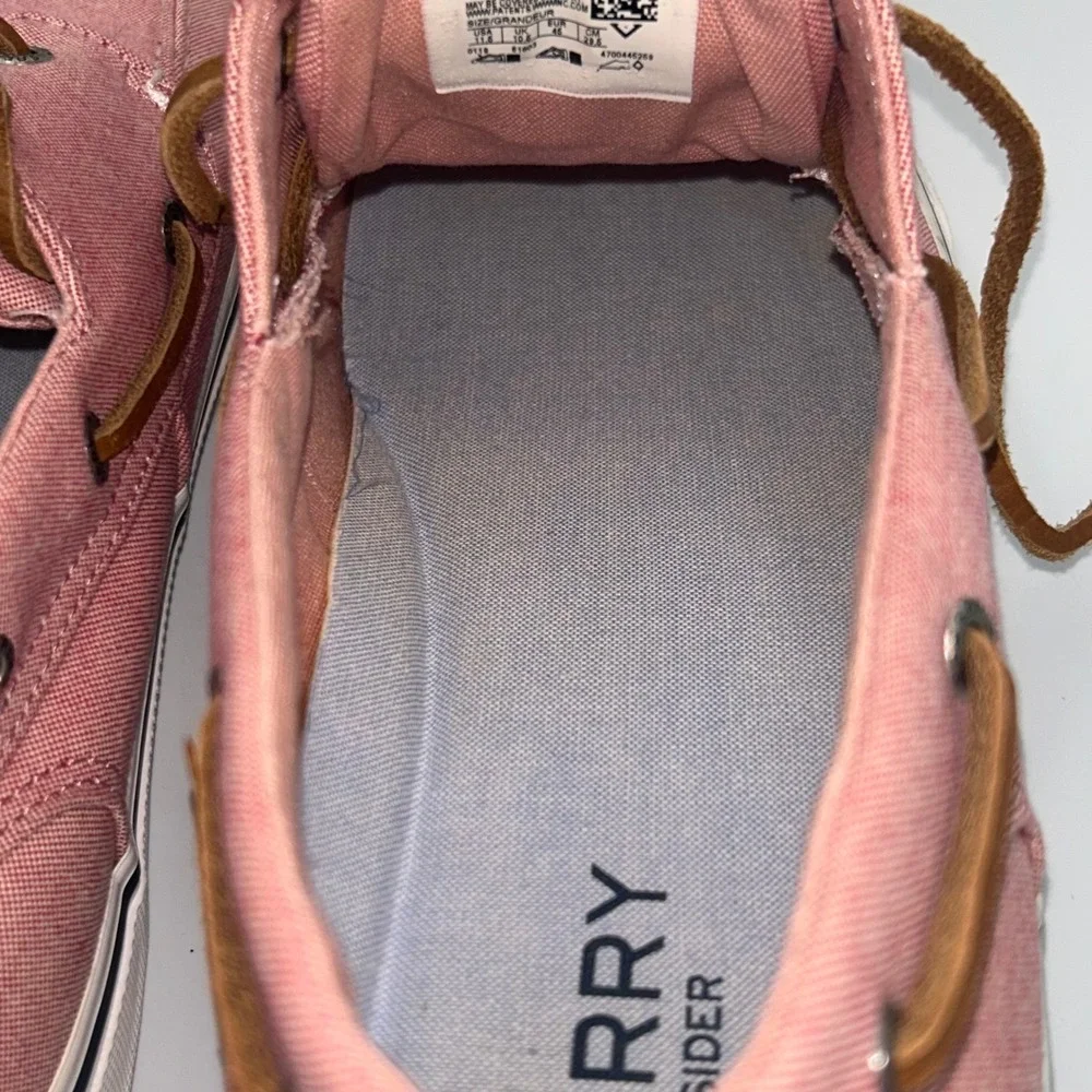 Sperry Bahama II Mens 11.5 Salmon Pink Canvas Boat Shoe Sneakers Top Sider